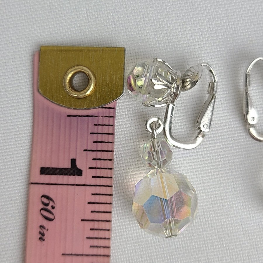 Vintage Glass Aurora Borealis Clip On Earrings