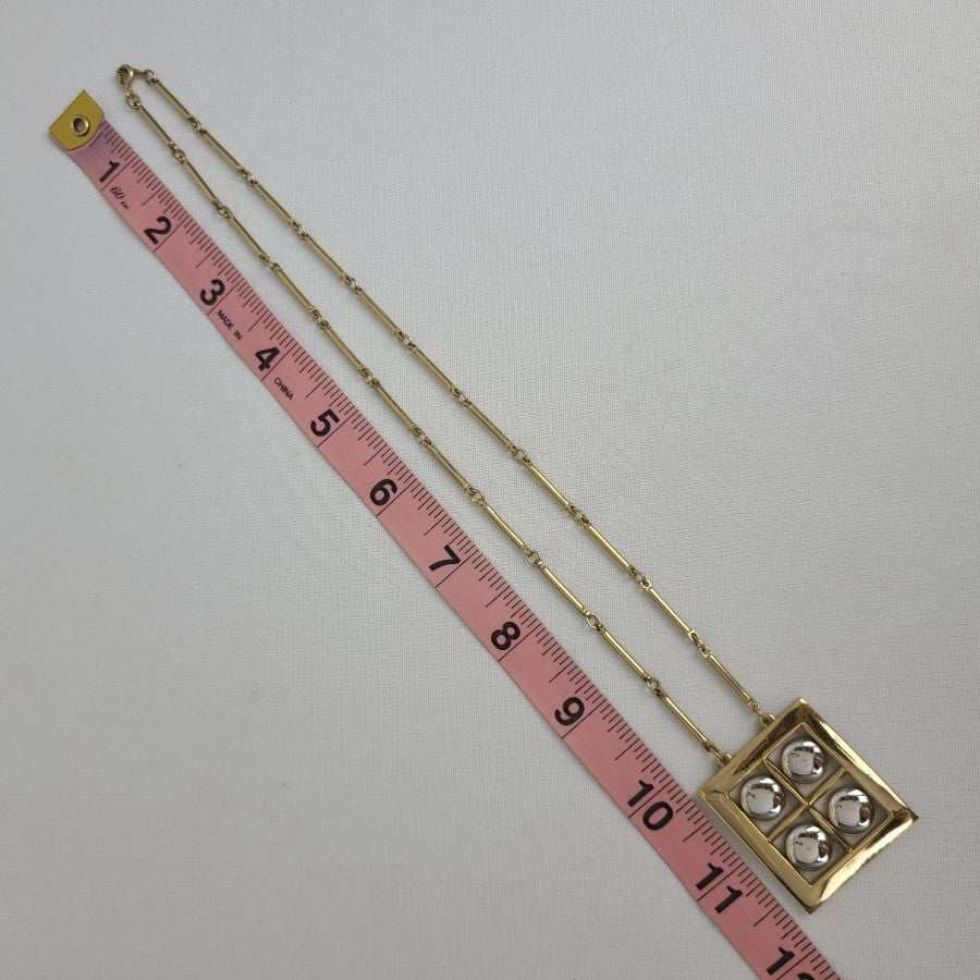 Vintage Artistry Necklace Gold Tone Square Pendant