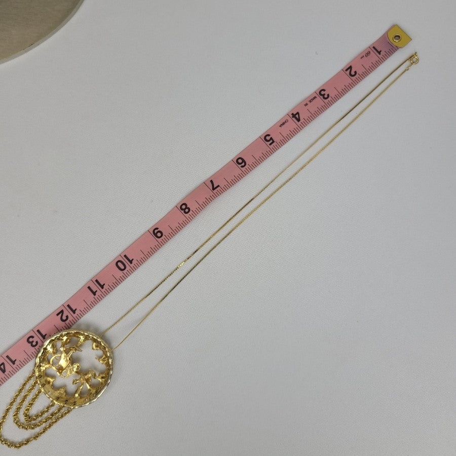 Vintage Asian Carriage Gold Pendant Necklace
