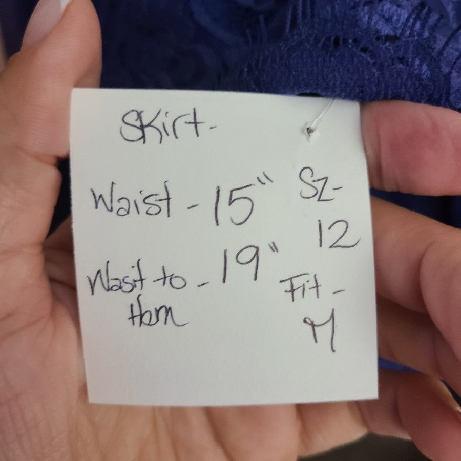 Sheri Hill Two Piece Floral Skirt Lace Top Size S/M