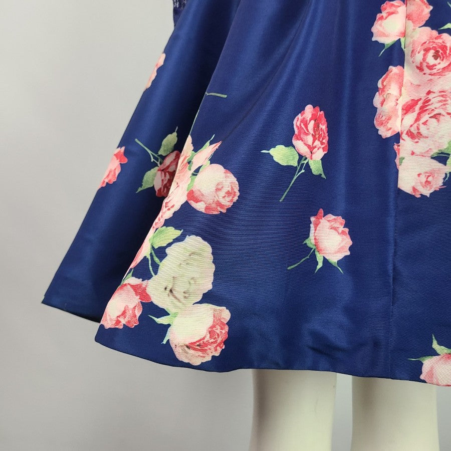 Sheri Hill Two Piece Floral Skirt Lace Top Size S/M