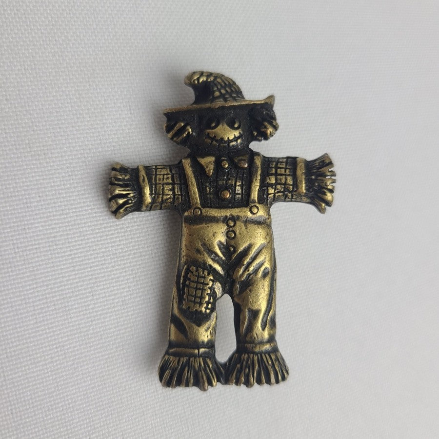 Vintage Bronze Tone Scarecrow Brooch