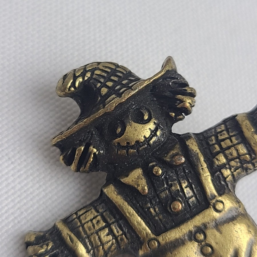Vintage Bronze Tone Scarecrow Brooch