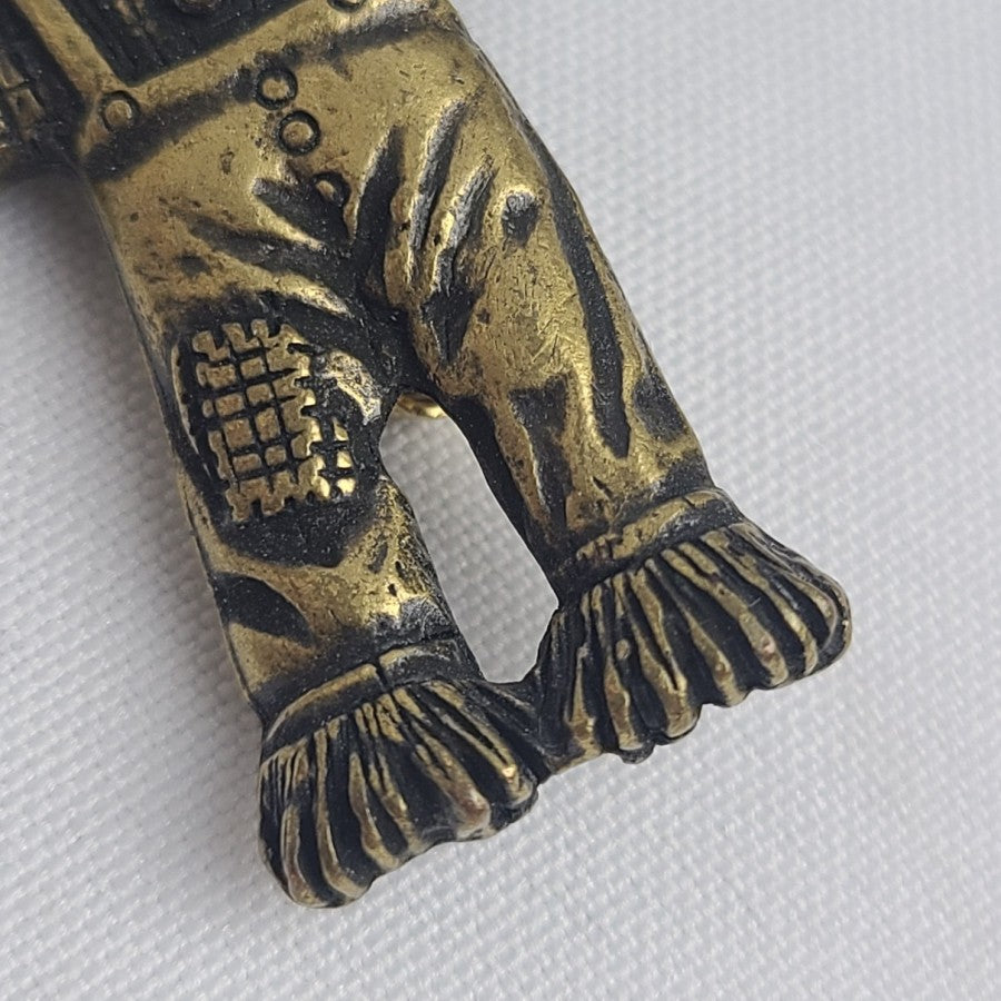Vintage Bronze Tone Scarecrow Brooch