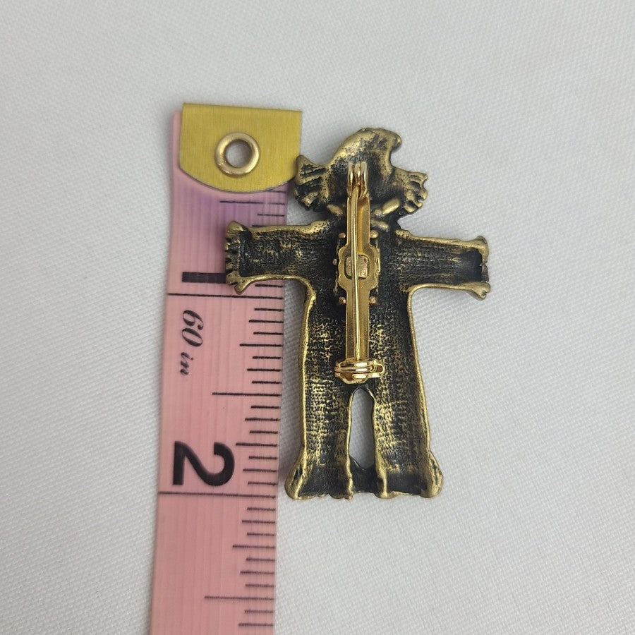 Vintage Bronze Tone Scarecrow Brooch