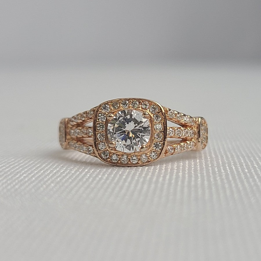 925 Sterling Silver Faux Diamond Engagement Ring Size 7