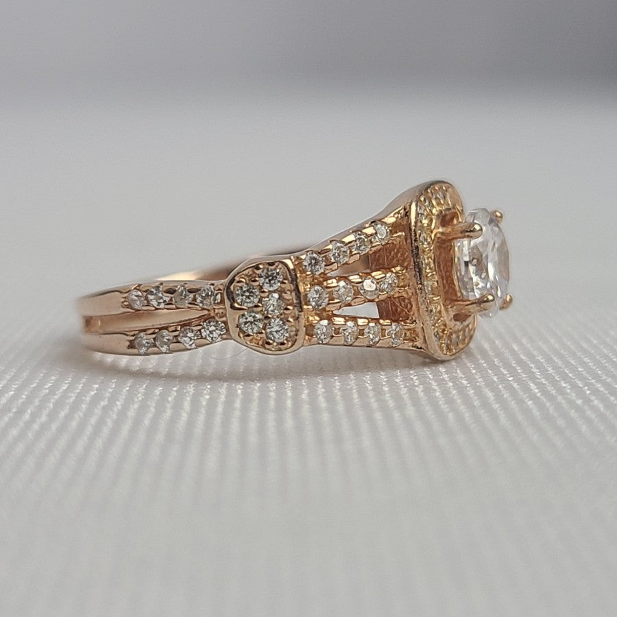 925 Sterling Silver Faux Diamond Engagement Ring Size 7