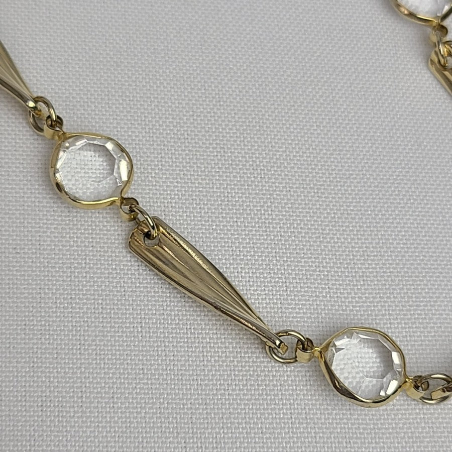 Vintage Gold Tone Bezel Set Chain Necklace