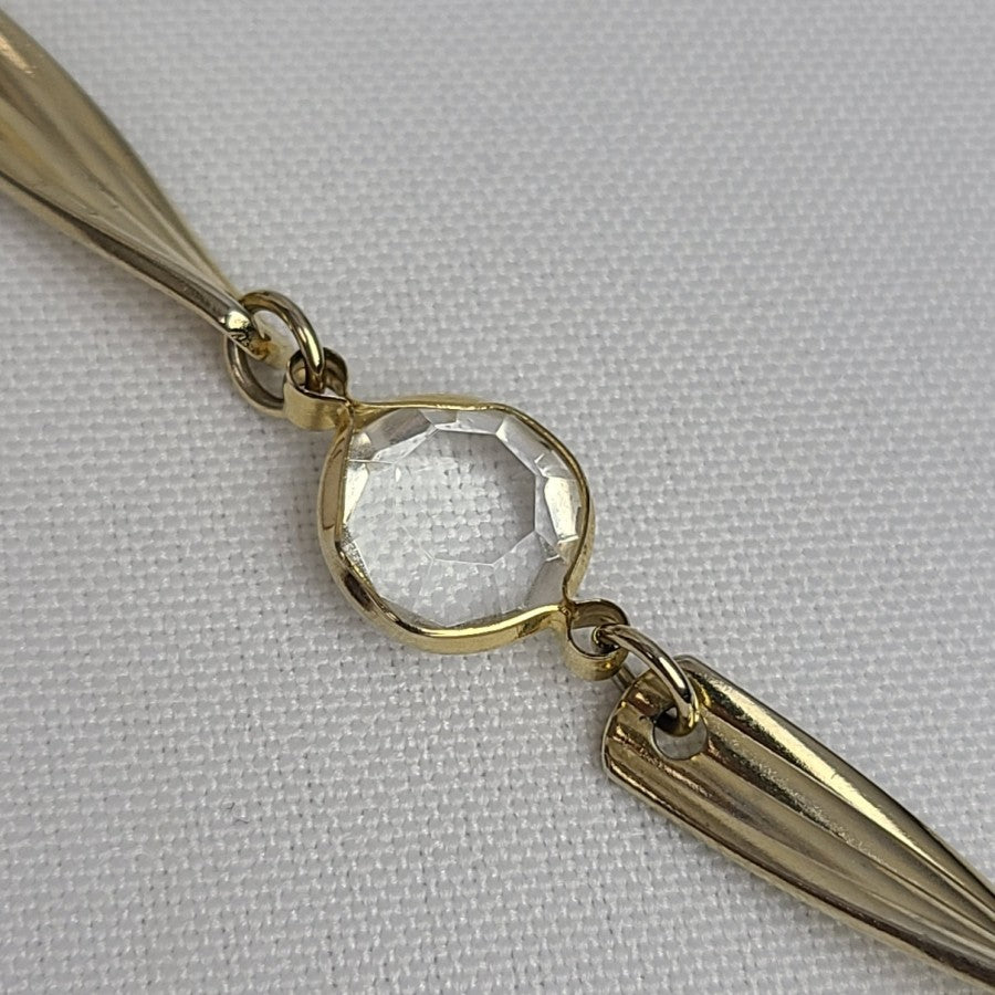 Vintage Gold Tone Bezel Set Chain Necklace