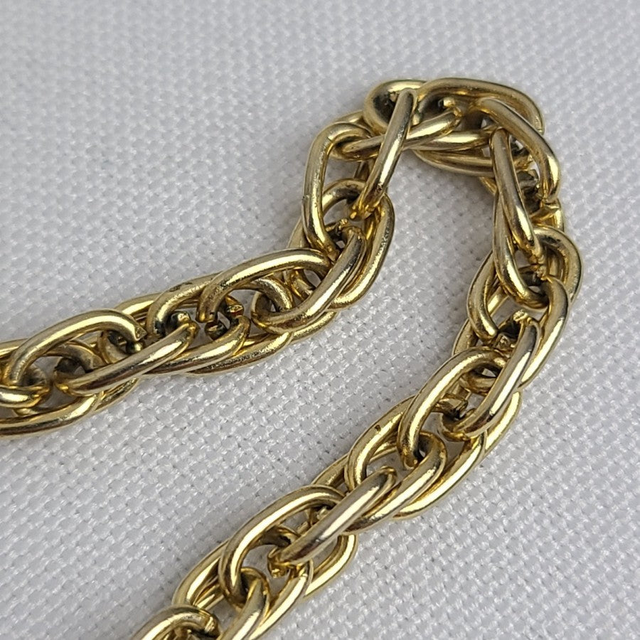 Vintage Gold Tone Bezel Set Chain Necklace
