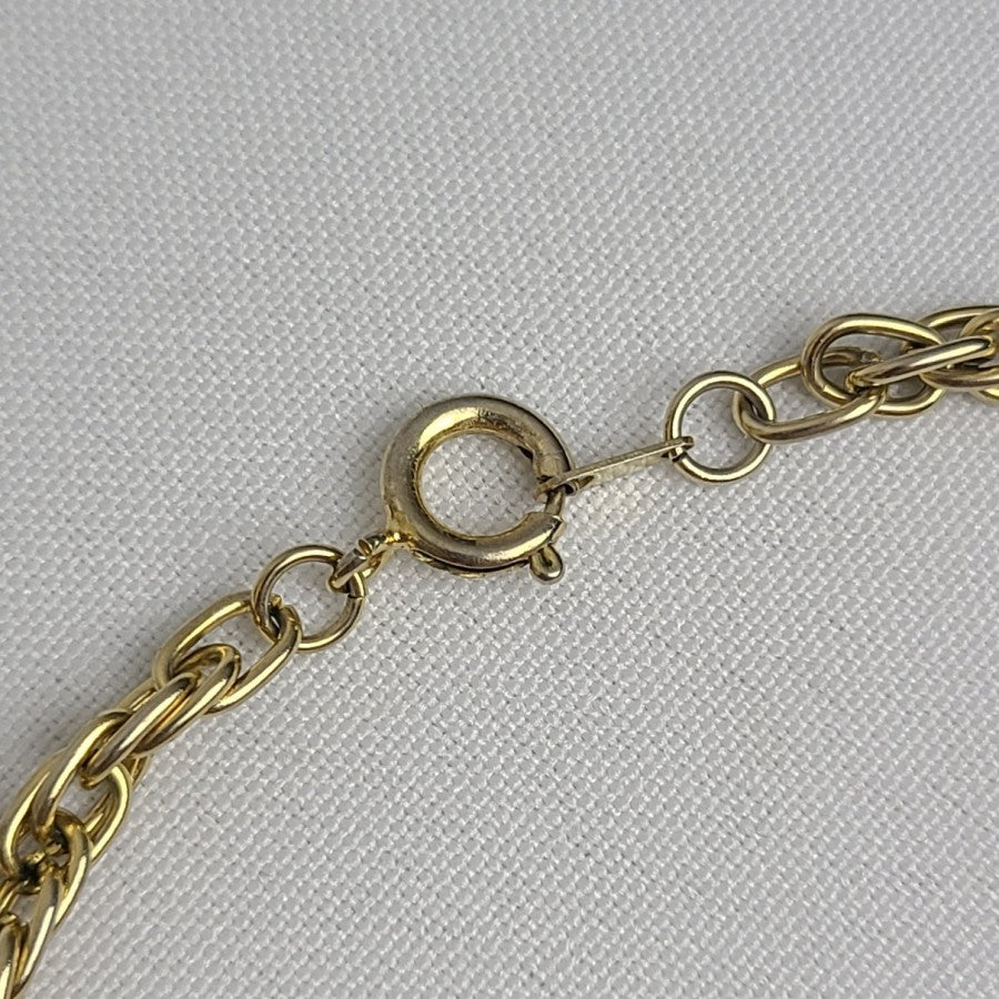 Vintage Gold Tone Bezel Set Chain Necklace