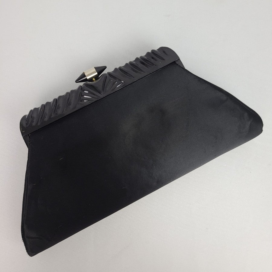 Vintage Rialto NY Black Satin Clutch Purse