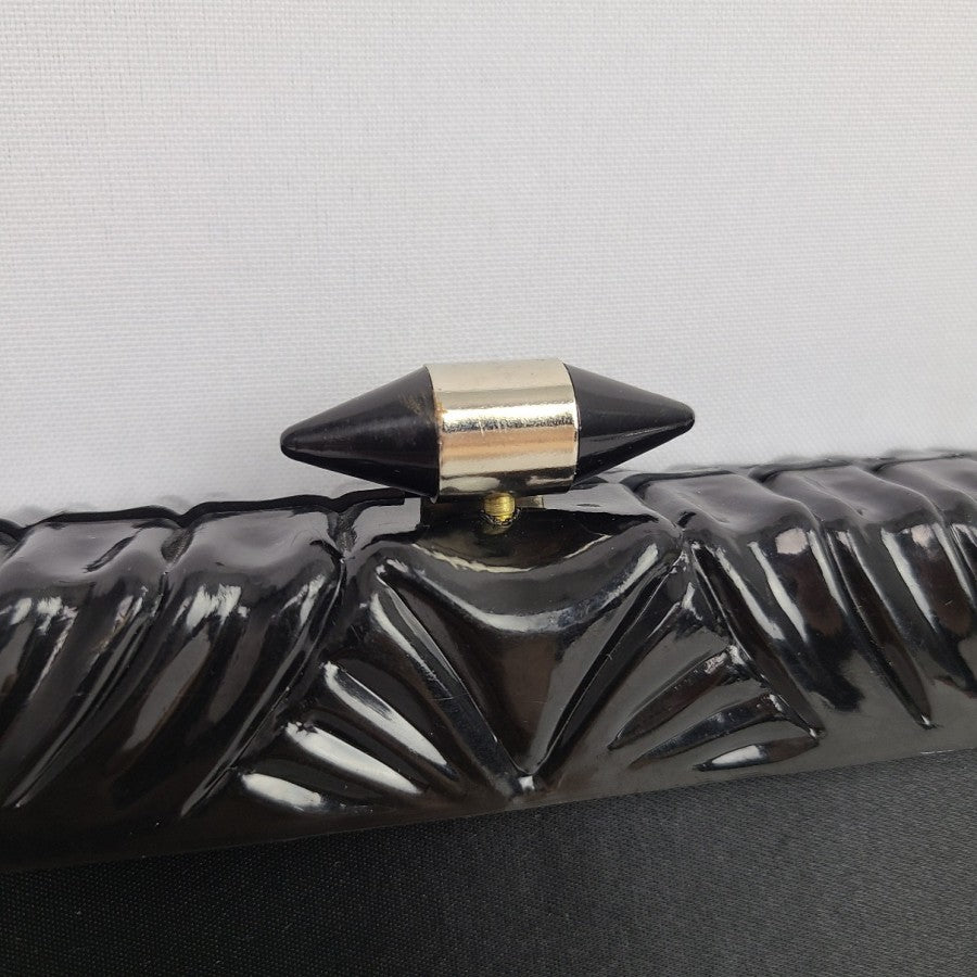 Vintage Rialto NY Black Satin Clutch Purse