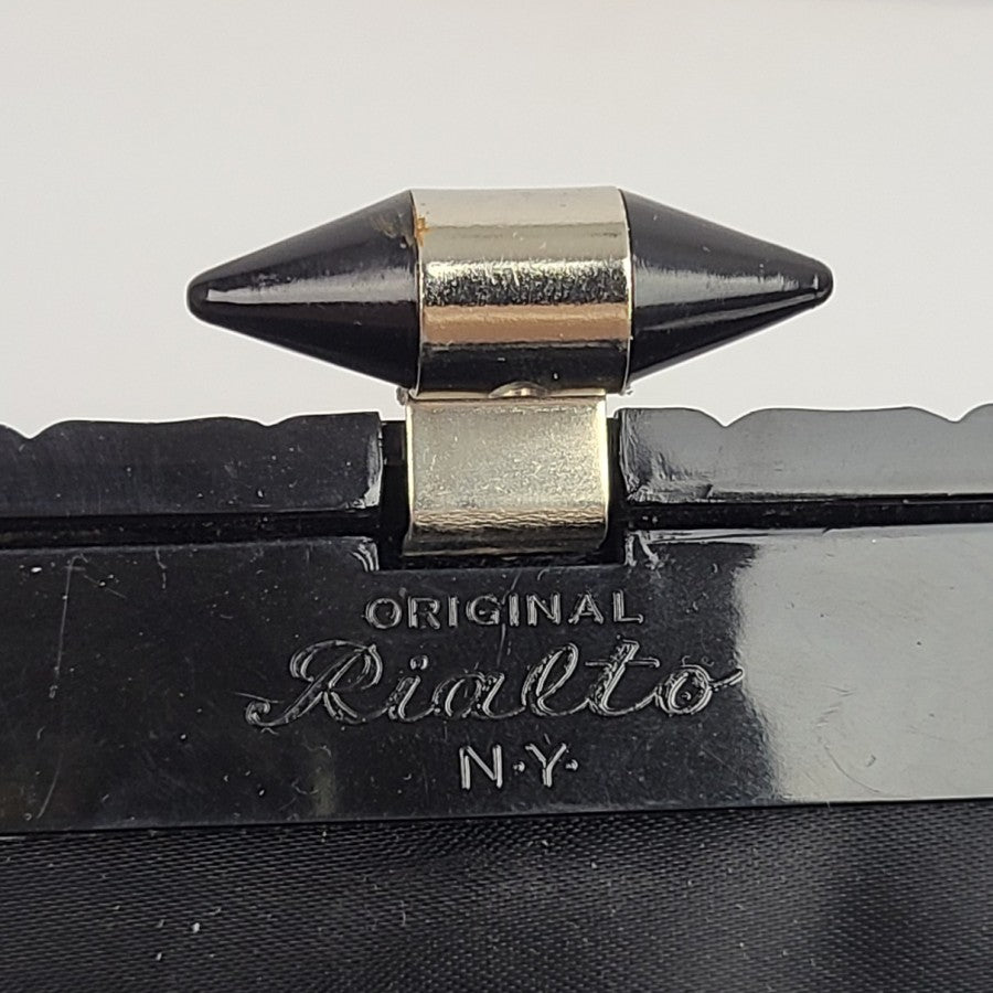 Vintage Rialto NY Black Satin Clutch Purse