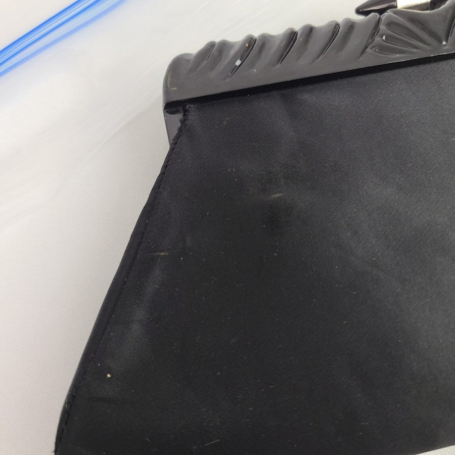 Vintage Rialto NY Black Satin Clutch Purse