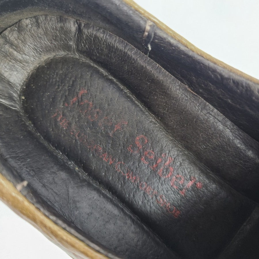 Josef Seibel Green Brown Leather Flat Comfort Shoes Size 6.5