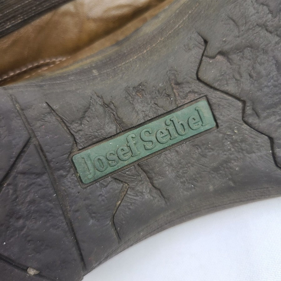 Josef Seibel Green Brown Leather Flat Comfort Shoes Size 6.5