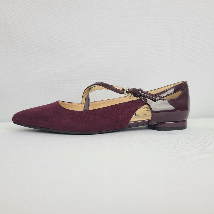 Nine West Burgundy Suede Pointed Toe Flat Shoes Size 6