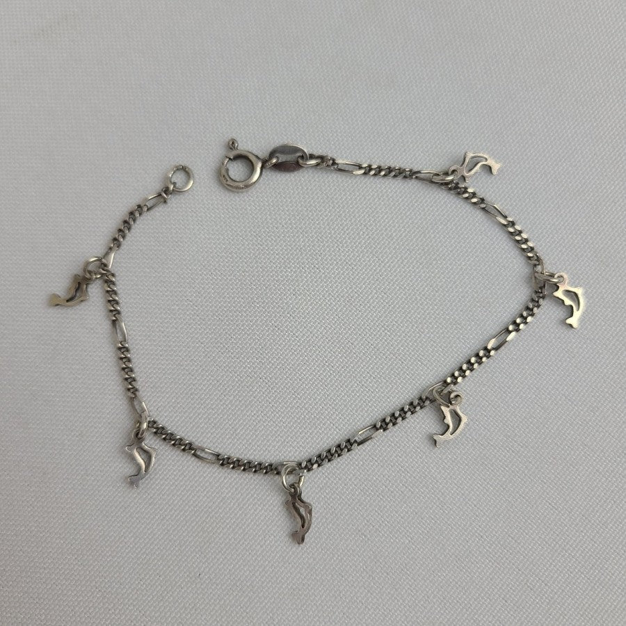 925 Sterling Silver Dolphin Chain Link Bracelet