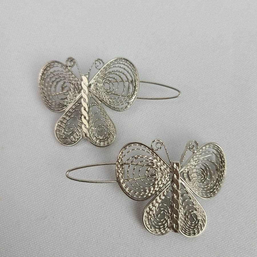 Silver Tone Butterfly Wire Wrap Fillagree Beret's Set of 2