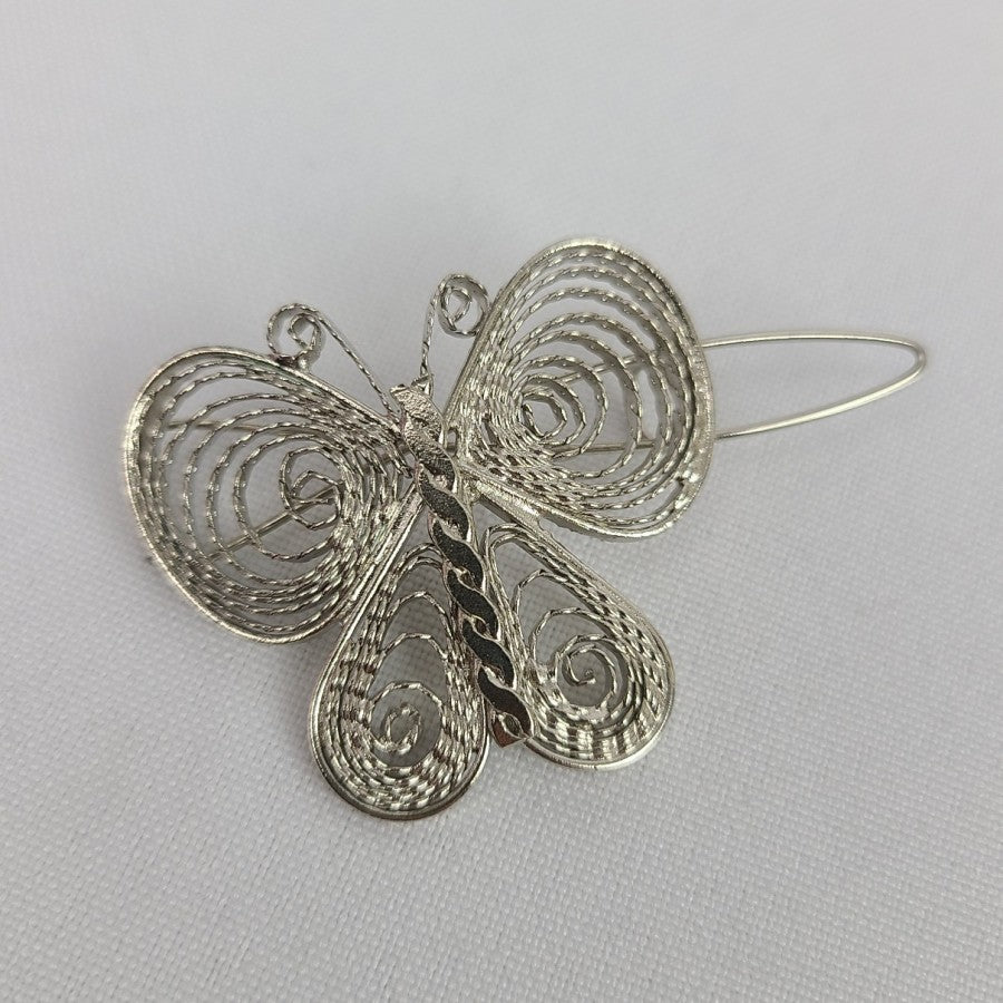 Silver Tone Butterfly Wire Wrap Fillagree Beret's Set of 2