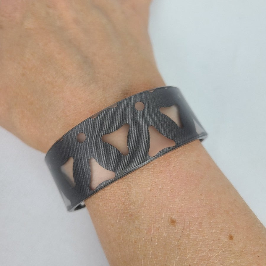 Color By Amber Grey Flower Cuff Bracelet