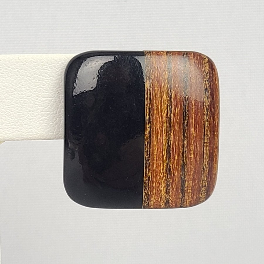 Retro 90s Black Wood Grain Stud Earrings