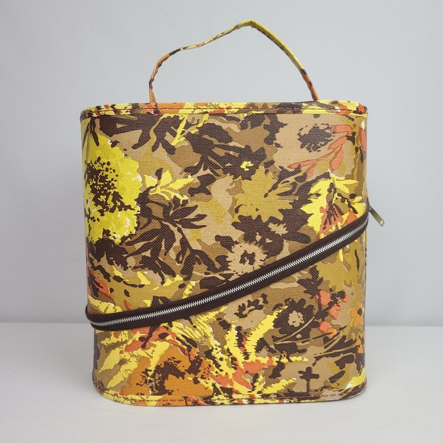 Vintage Yellow Floral Hat Wig Box