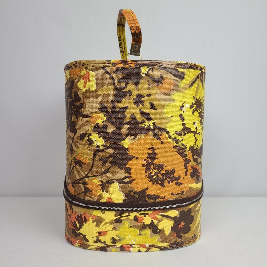 Vintage Yellow Floral Hat Wig Box