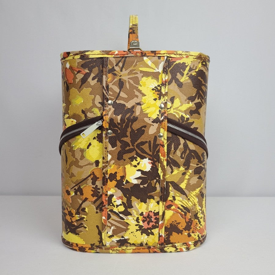 Vintage Yellow Floral Hat Wig Box