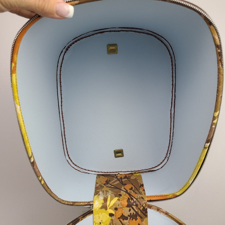 Vintage Yellow Floral Hat Wig Box