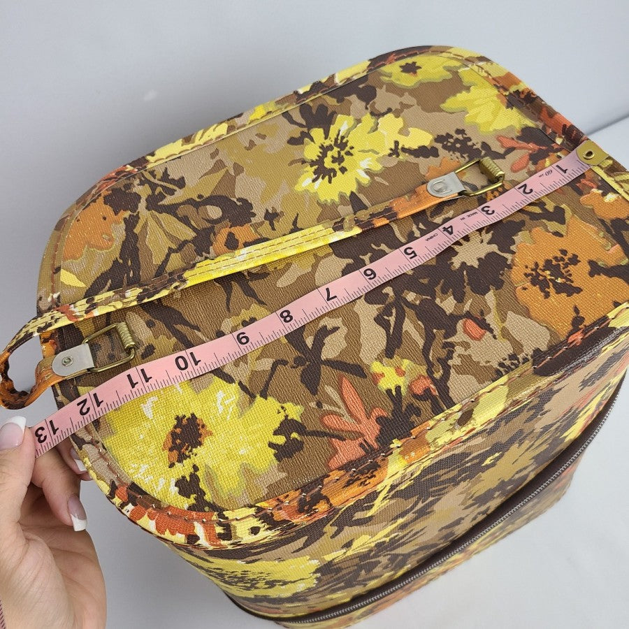 Vintage Yellow Floral Hat Wig Box