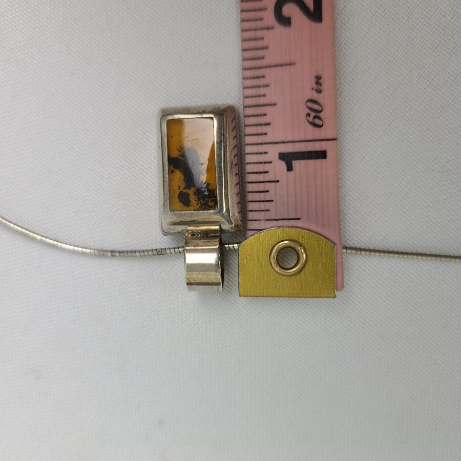 925 Sterling Silver Yellow Natural Stone Pendant Necklace