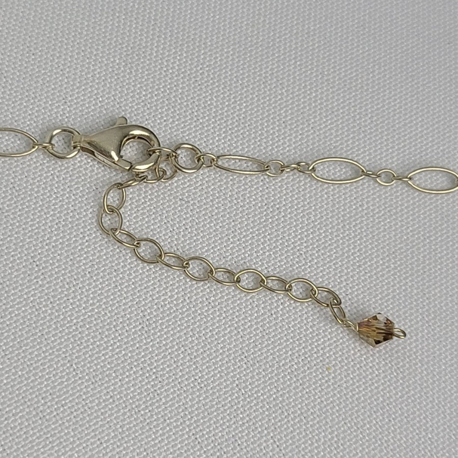 925 Sterling Silver Amber Glass Beaded Pendant Necklace