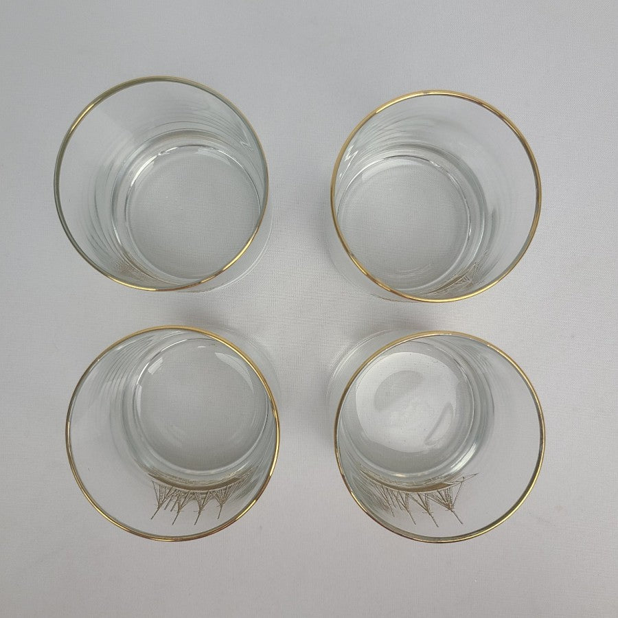 Vintage Italy Sailing Ship 22Kt Gold Gild Decanter & Glasses Set