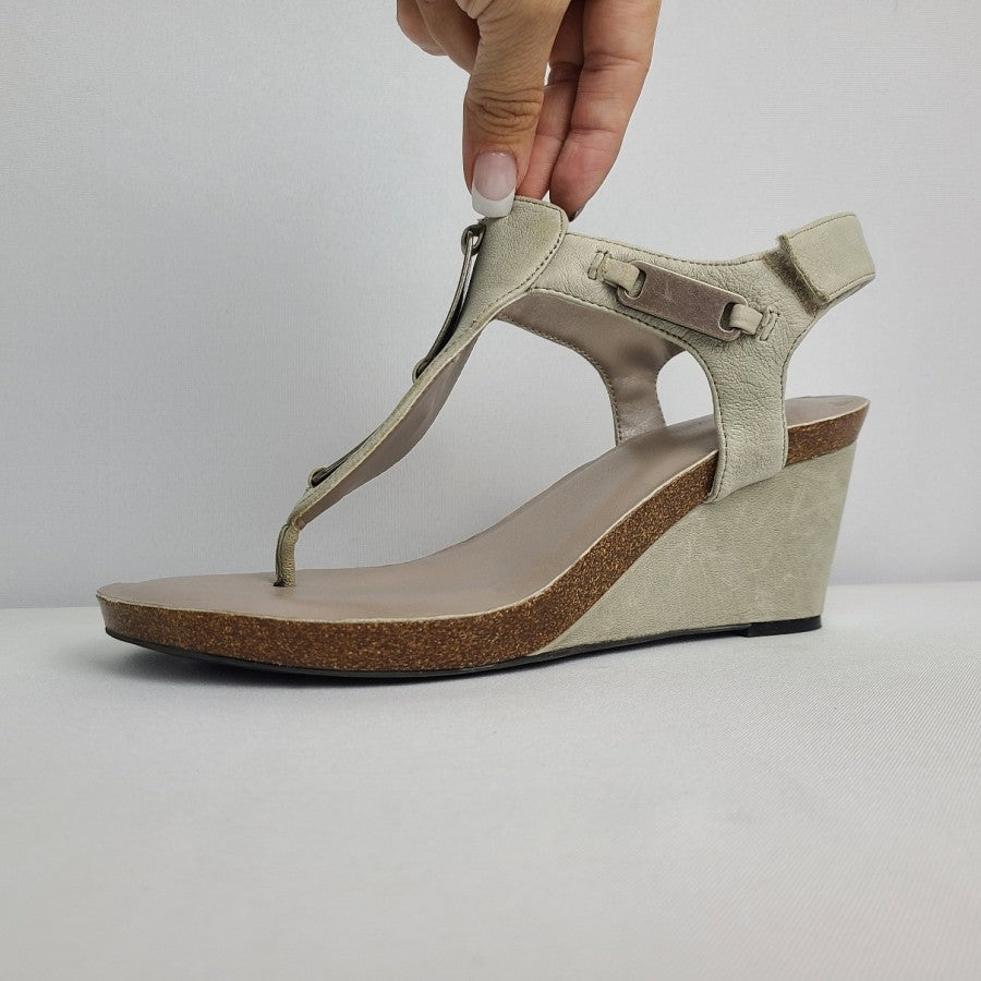 Naturalizer Rhett Grey Leather Wedge Sandals Size 9