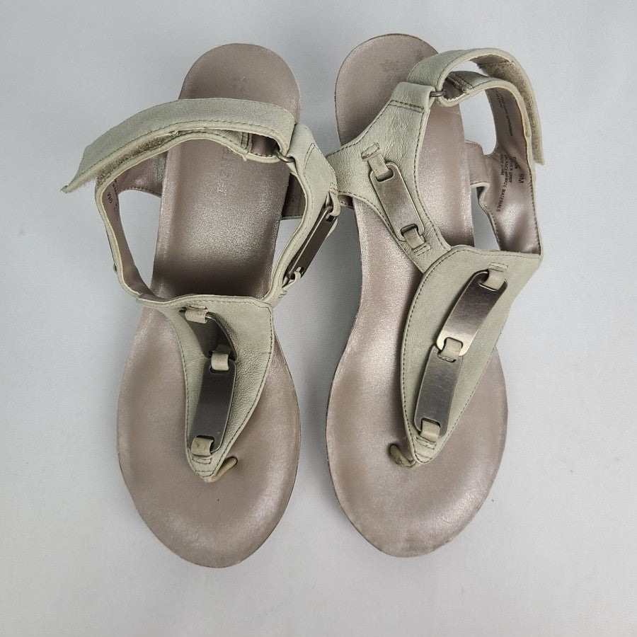 Naturalizer Rhett Grey Leather Wedge Sandals Size 9