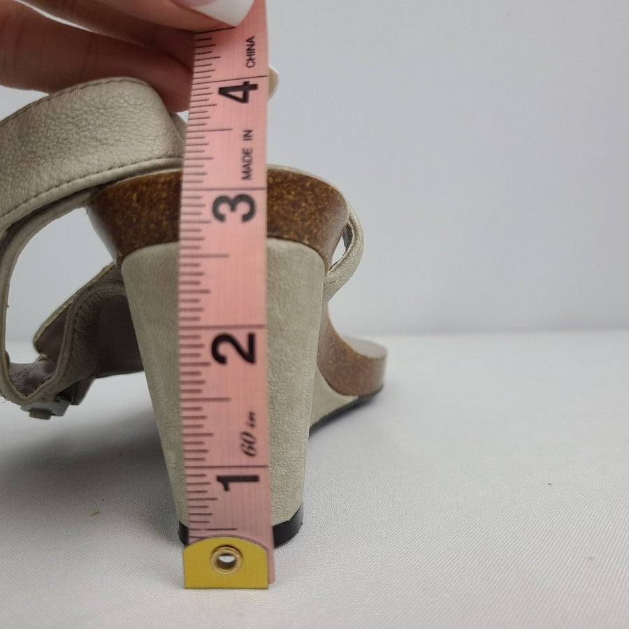 Naturalizer Rhett Grey Leather Wedge Sandals Size 9