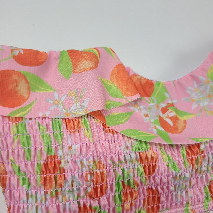 LA LA Swim Orange Blossom Ruffle Bikini Size XL 2 Piece Swim Suit