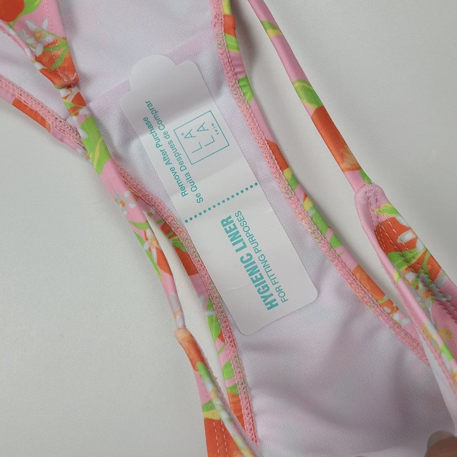 LA LA Swim Orange Blossom Ruffle Bikini Size XL 2 Piece Swim Suit