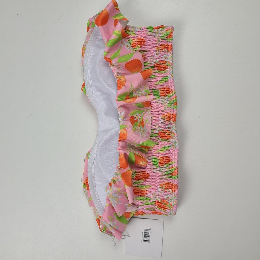 LA LA Swim Orange Blossom Ruffle Bikini Size XL 2 Piece Swim Suit