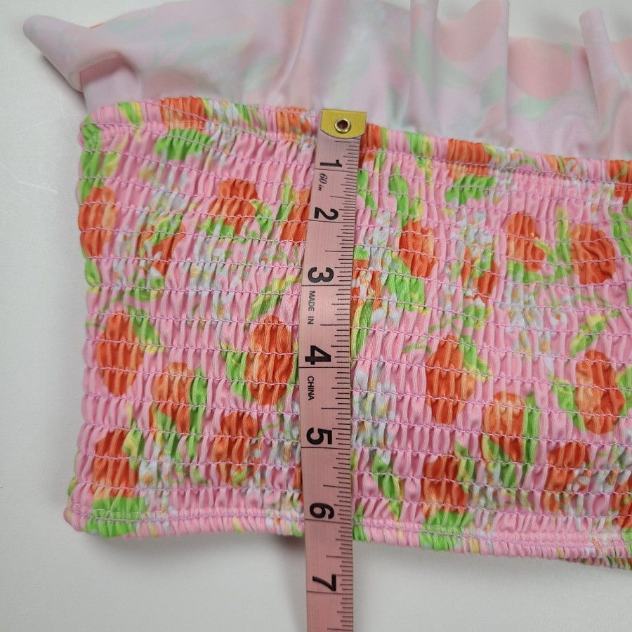 LA LA Swim Orange Blossom Ruffle Bikini Size XL 2 Piece Swim Suit