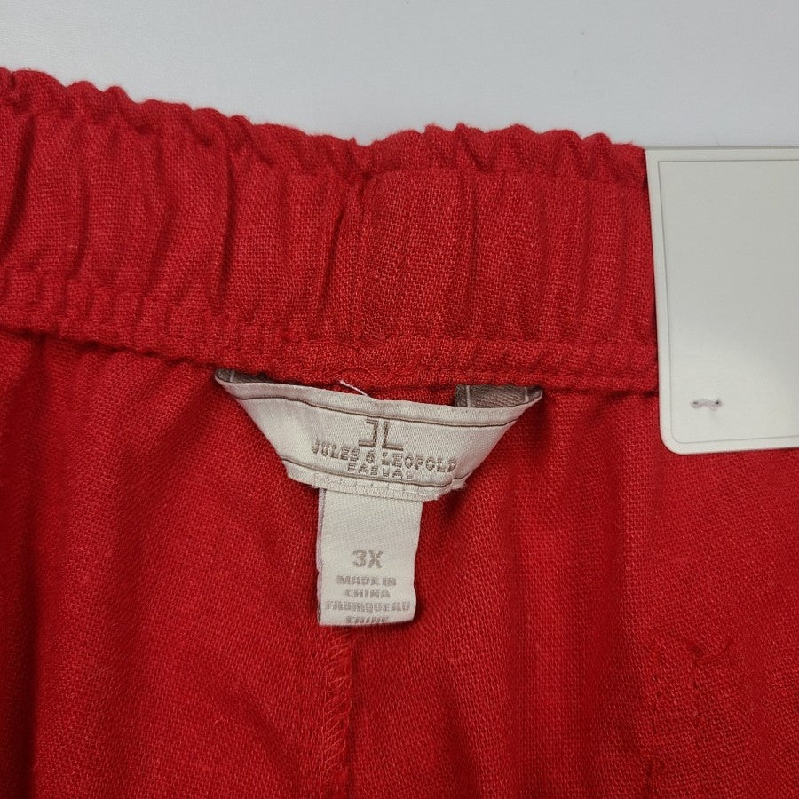Jules & Leopold Red Linen Shorts Size 3X