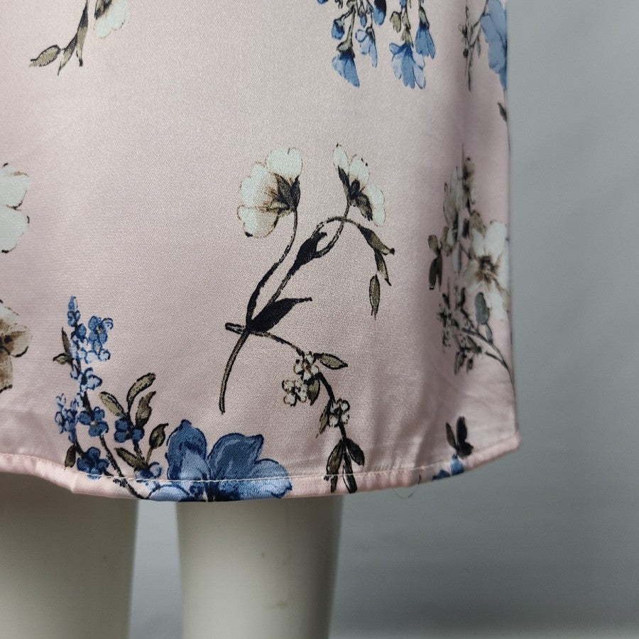 Emma & Michele Pink Floral Satin Slip Dress Size L