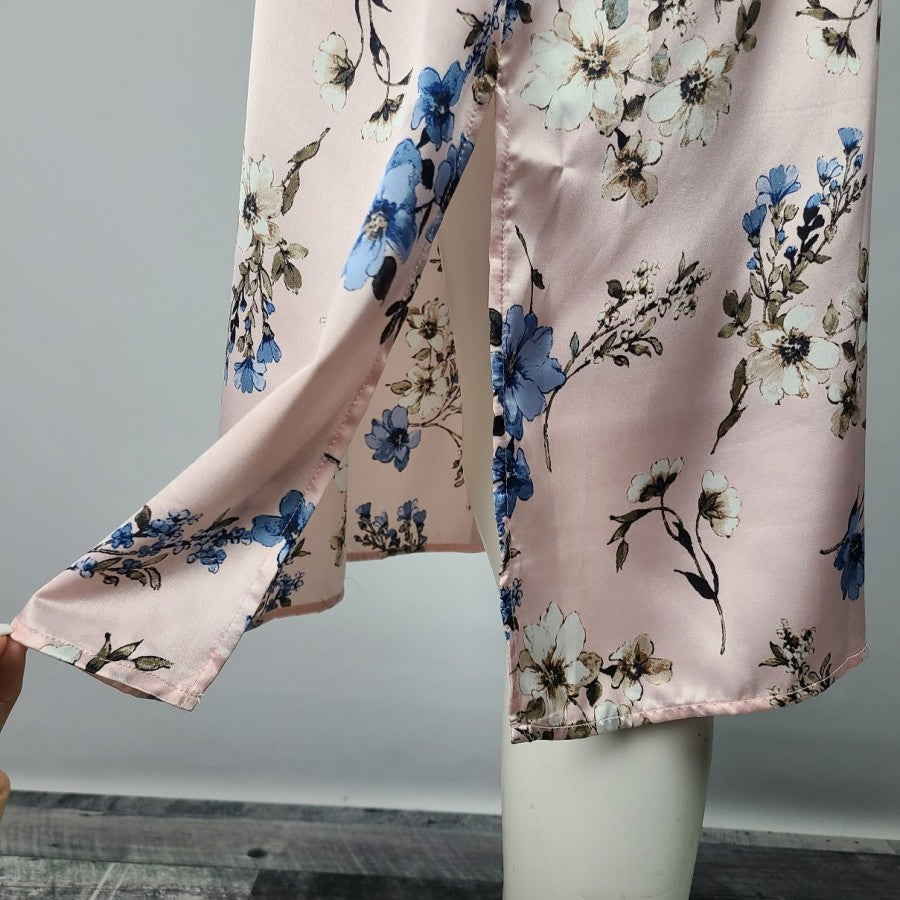 Emma & Michele Pink Floral Satin Slip Dress Size L