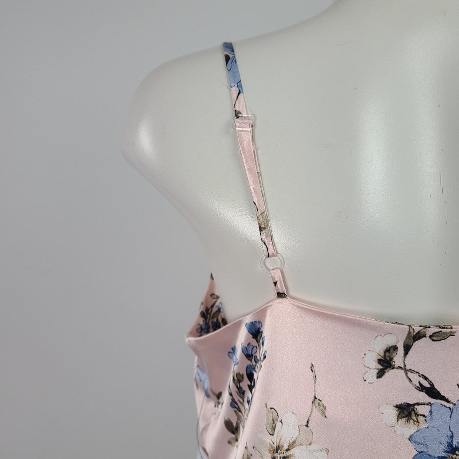 Emma & Michele Pink Floral Satin Slip Dress Size L