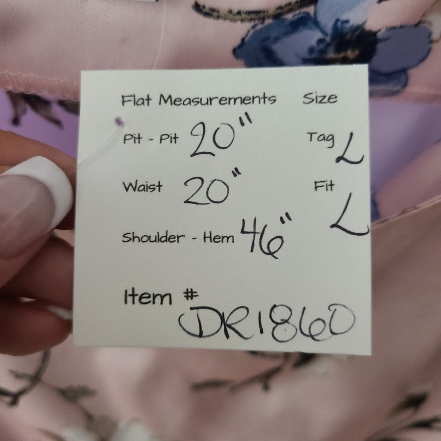 Emma & Michele Pink Floral Satin Slip Dress Size L