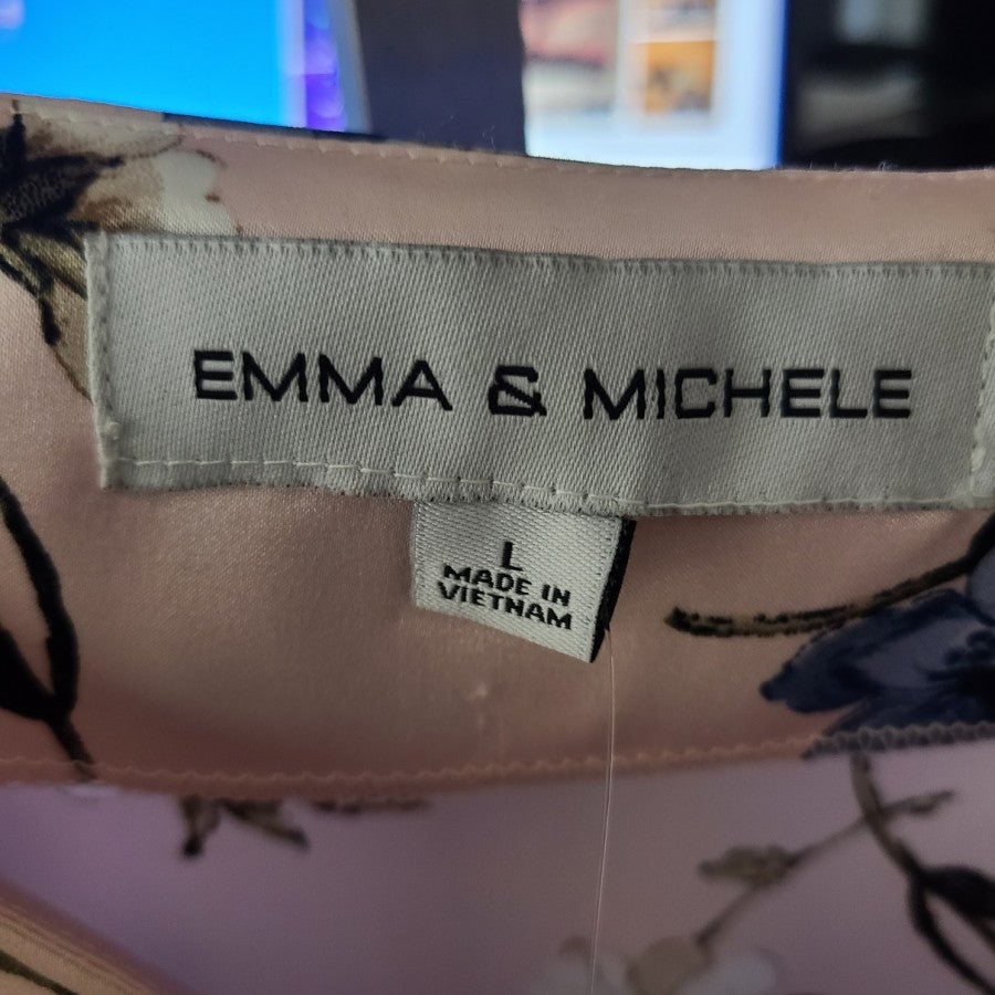 Emma & Michele Pink Floral Satin Slip Dress Size L