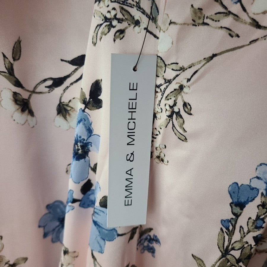 Emma & Michele Pink Floral Satin Slip Dress Size L