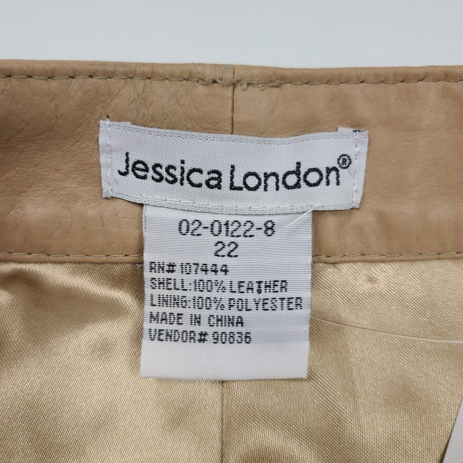 Jessica London Nude Brown Leather Skirt Size 22
